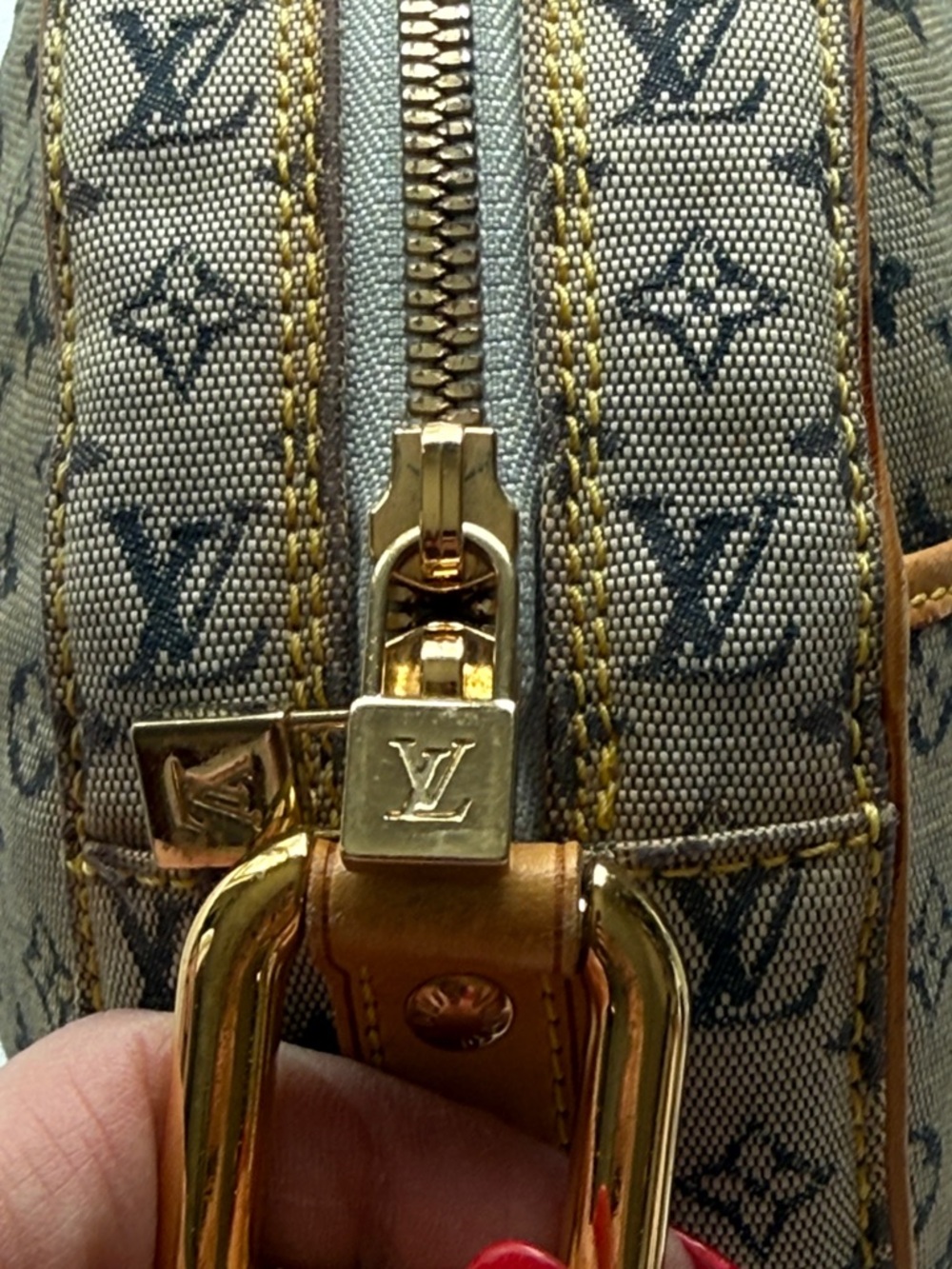 RARE LV Denim Canteen Style Crossbody in Beige and Tan with Gold Hardware - Picture 3 of 4